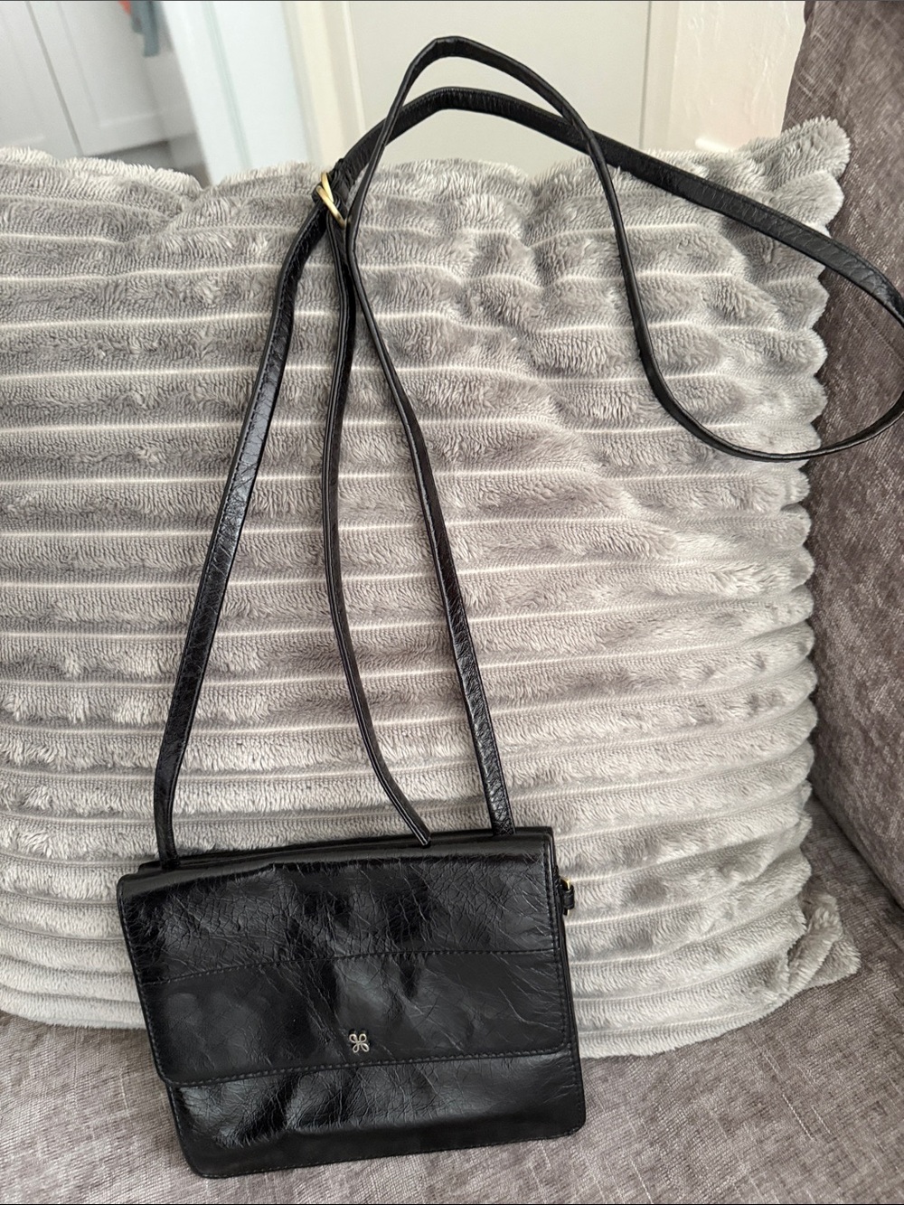 Hobo Classic Black Leather Crossbody Bag